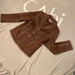CAbi Vintage brown leather blazer.